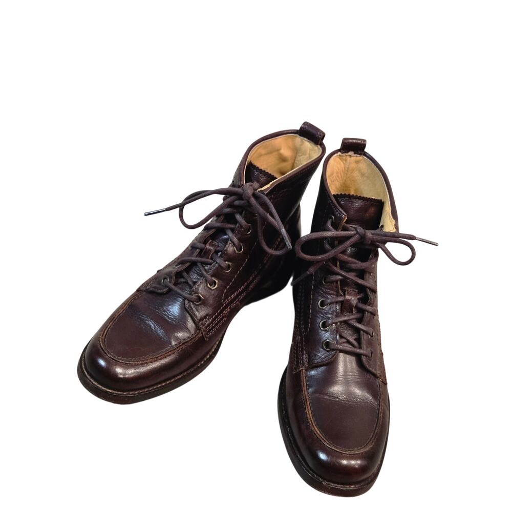 Women's Frye Phillip Moc Toe Leather Lace-up Ankles Boots Size:7 Color: Brown - Picture 2 of 10